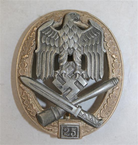 A German Third Reich General Assault badge,